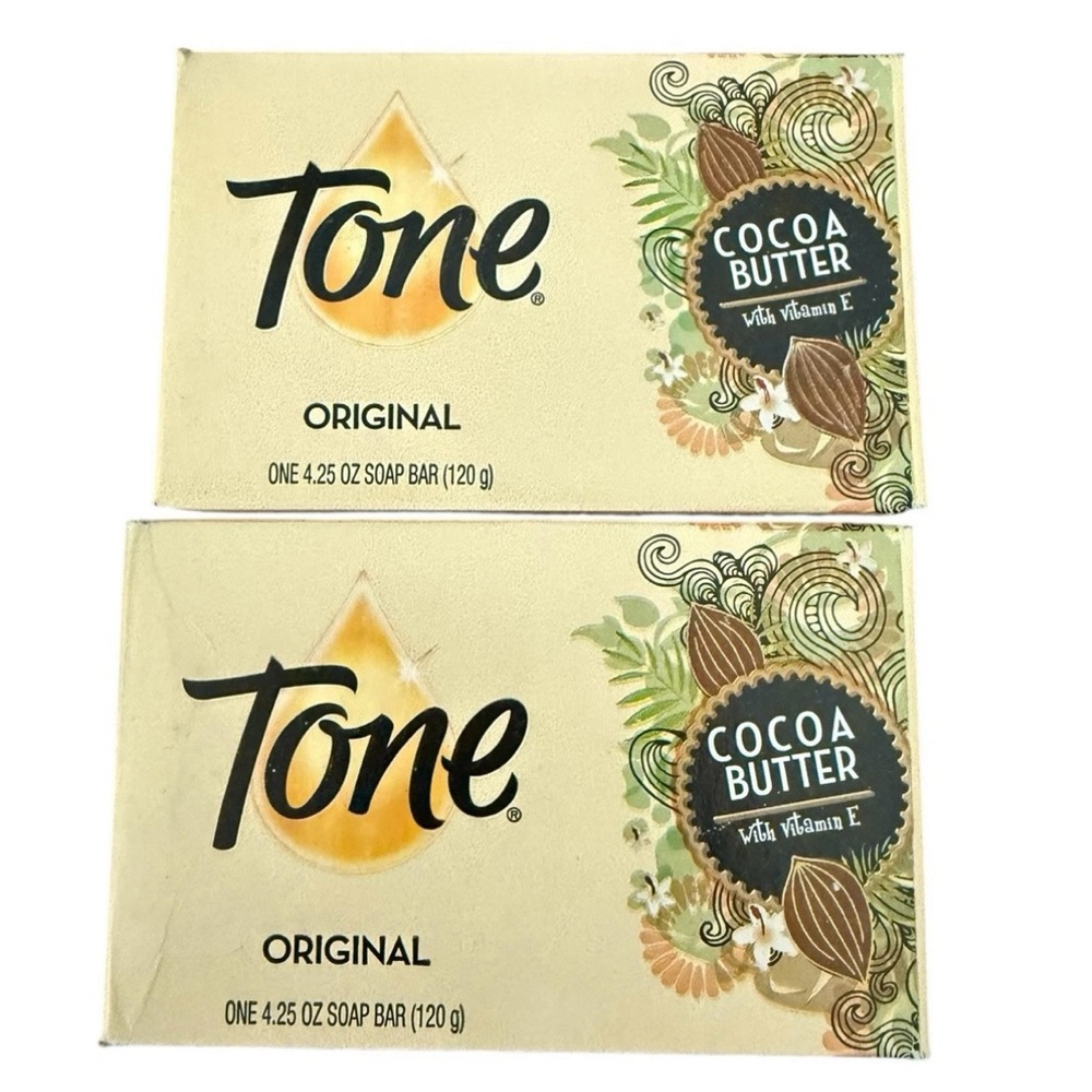 2x TONE BAR SOAP 4.25 Oz Each Original Scent COCOA BUTTER & VITAMIN E